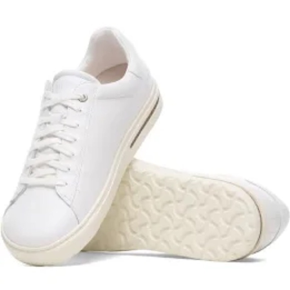 Birkenstock White Low-Top Leather Sneakers